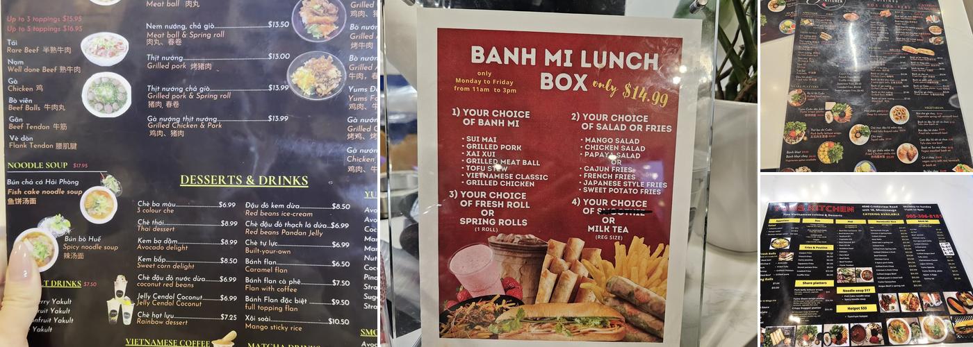 Yum's Kitchen Menu