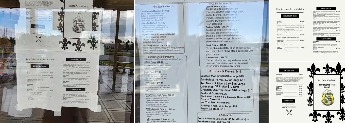 Battle's Kitchen Menu