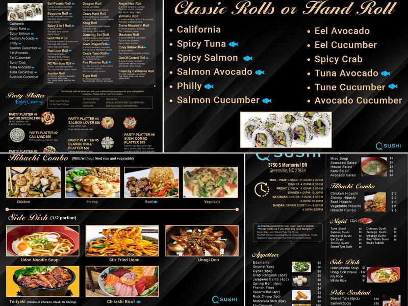 Q Sushi Menu