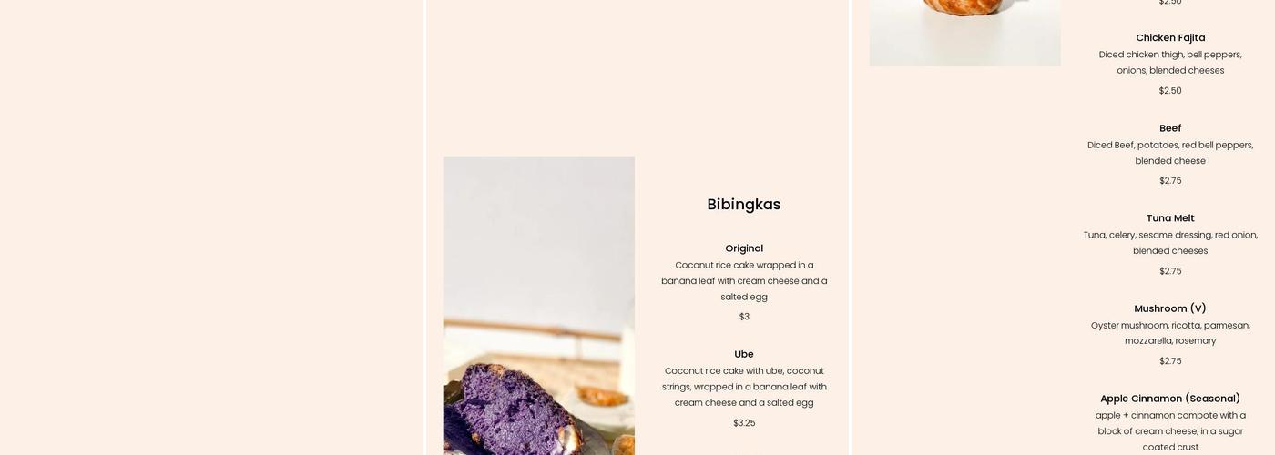 Josephine's Special Empanadas Menu