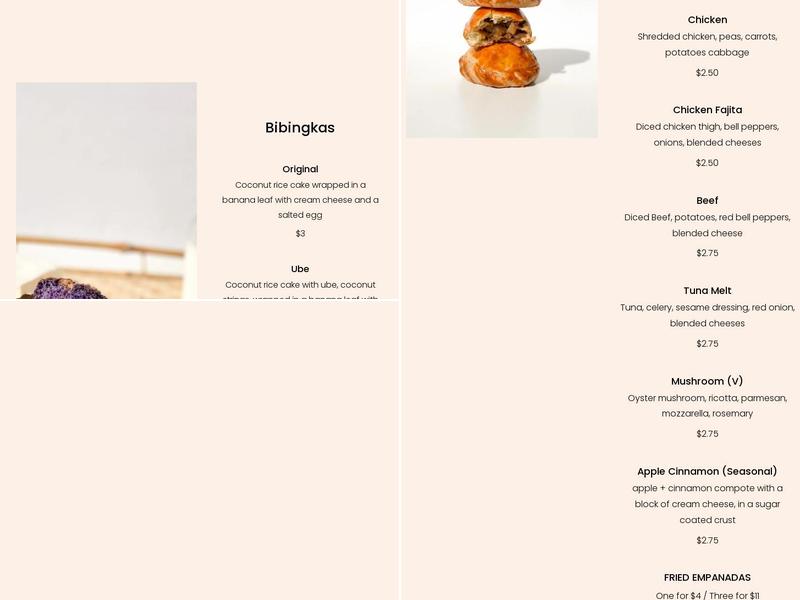 Josephine's Special Empanadas Menu