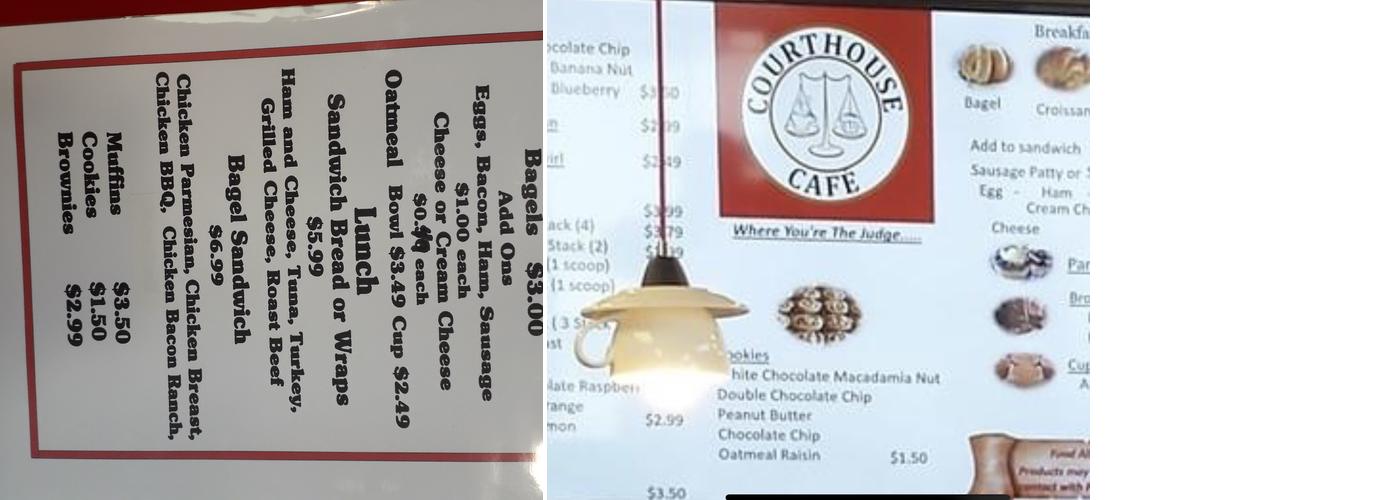 Courthouse Cafe Menu