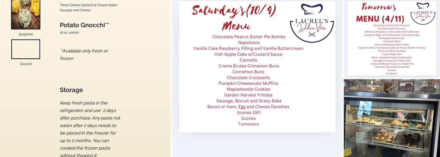 Laurel's Dolce Vita Menu