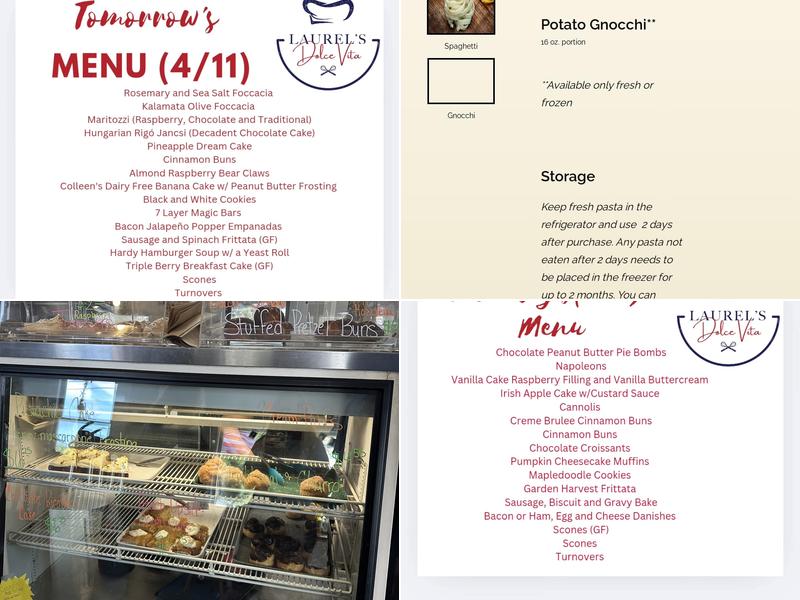 Laurel's Dolce Vita Menu