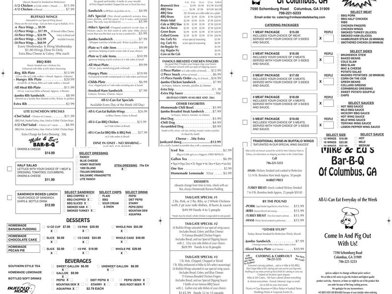 Mike & ED’s Bar-B-Q Menu