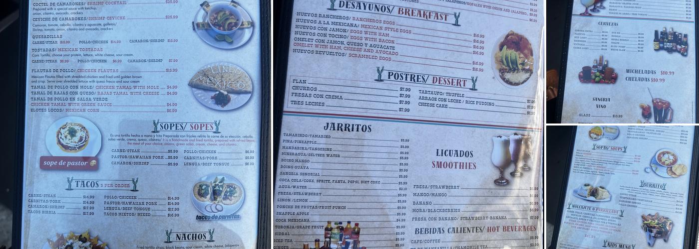 Lindo Mexico Menu