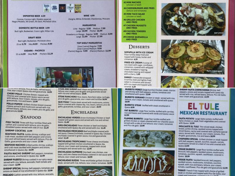 El Tule Menu