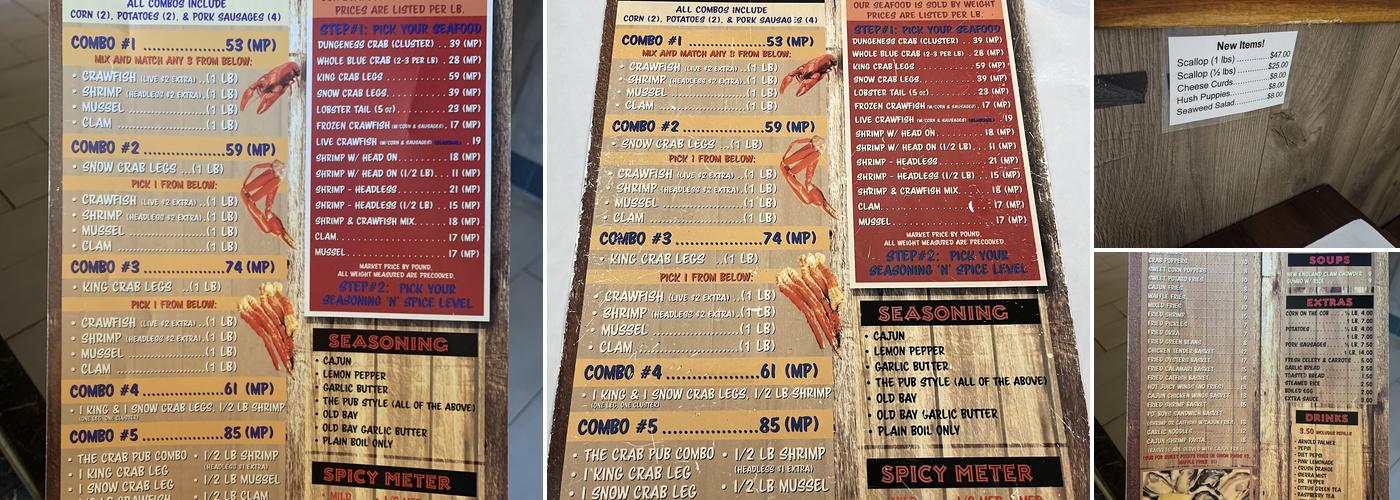 Crab Pub - Oceanside Menu