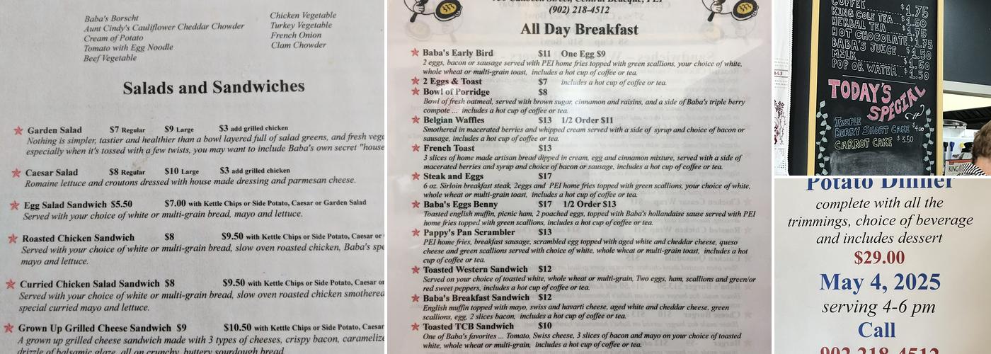 Baba's Kitchen Menu