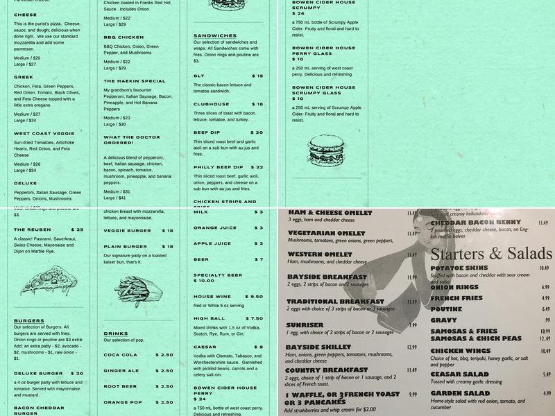 Bayside Grill Menu