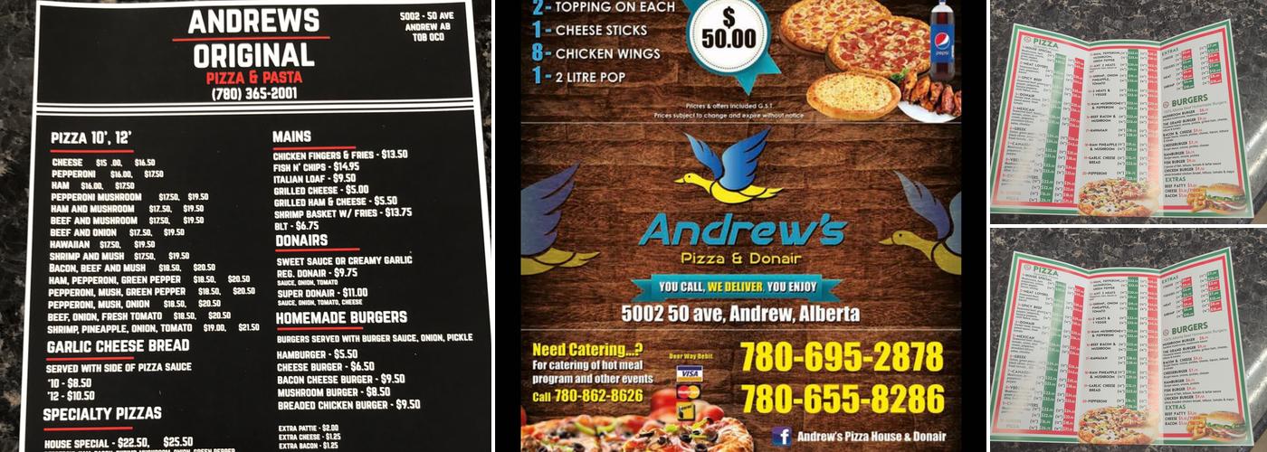 Andrews Original Pizza & Pasta Menu
