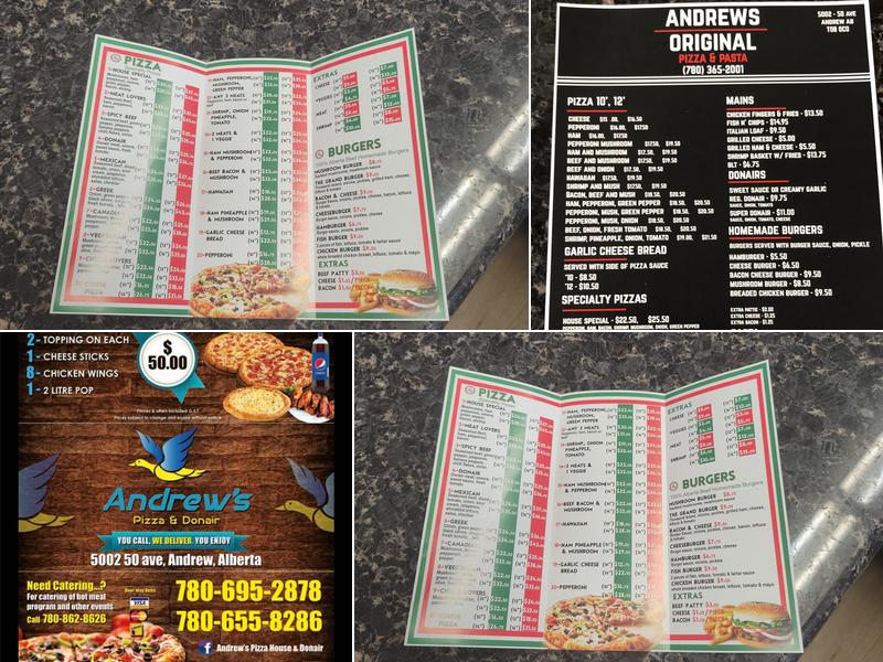 Andrews Original Pizza & Pasta Menu