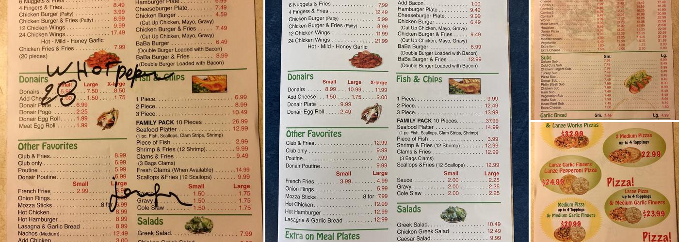 Baba's Pizzeria Menu
