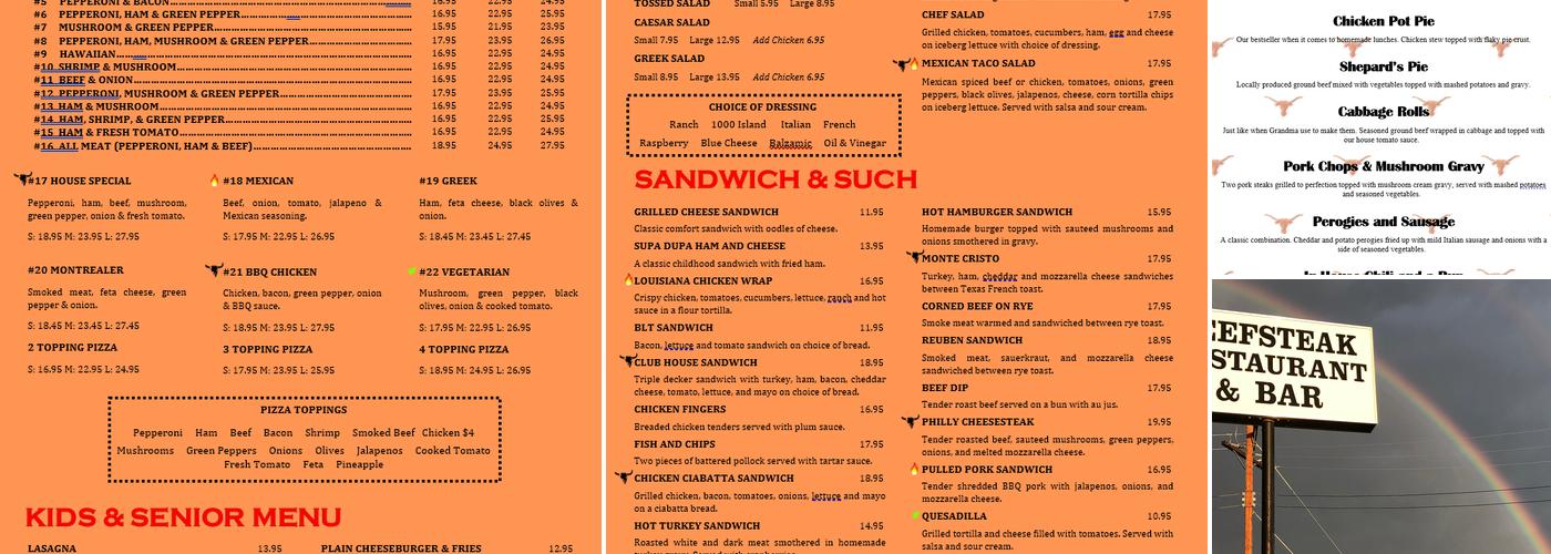 Beefsteak (Beefer) Restaurant & Bar Menu