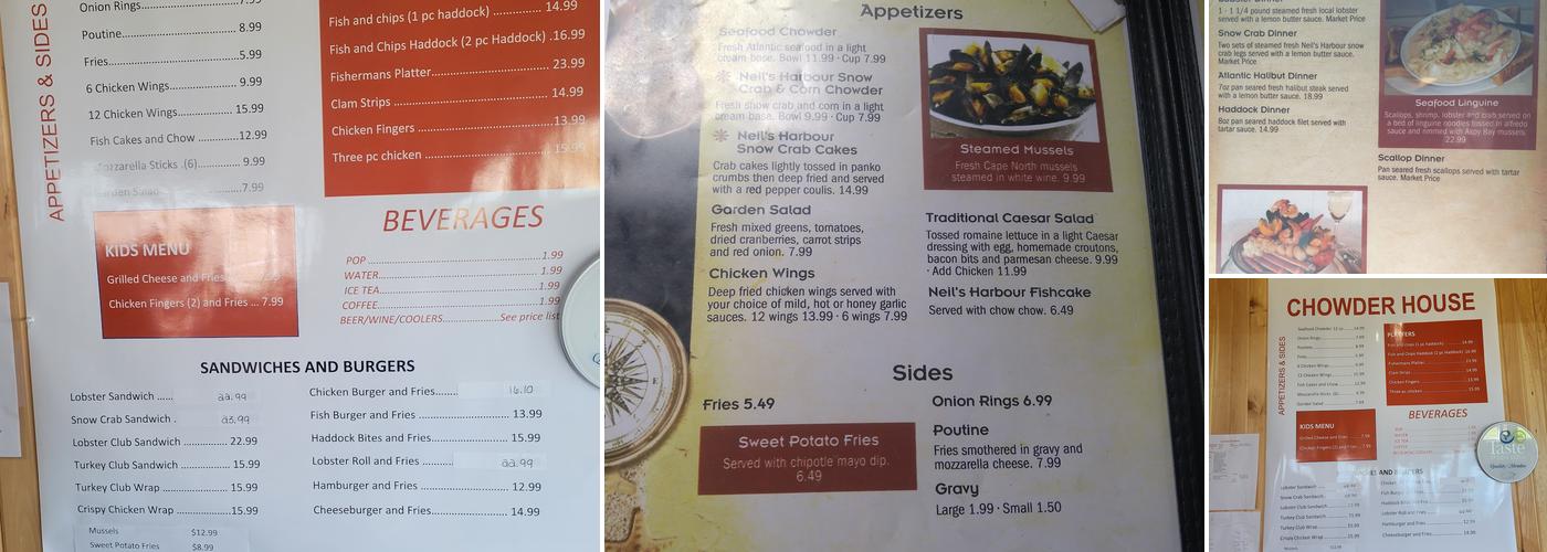 Chowder House Menu