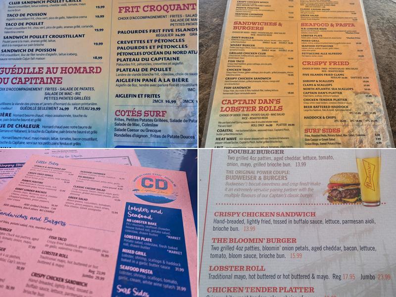 Captain Dan's Menu