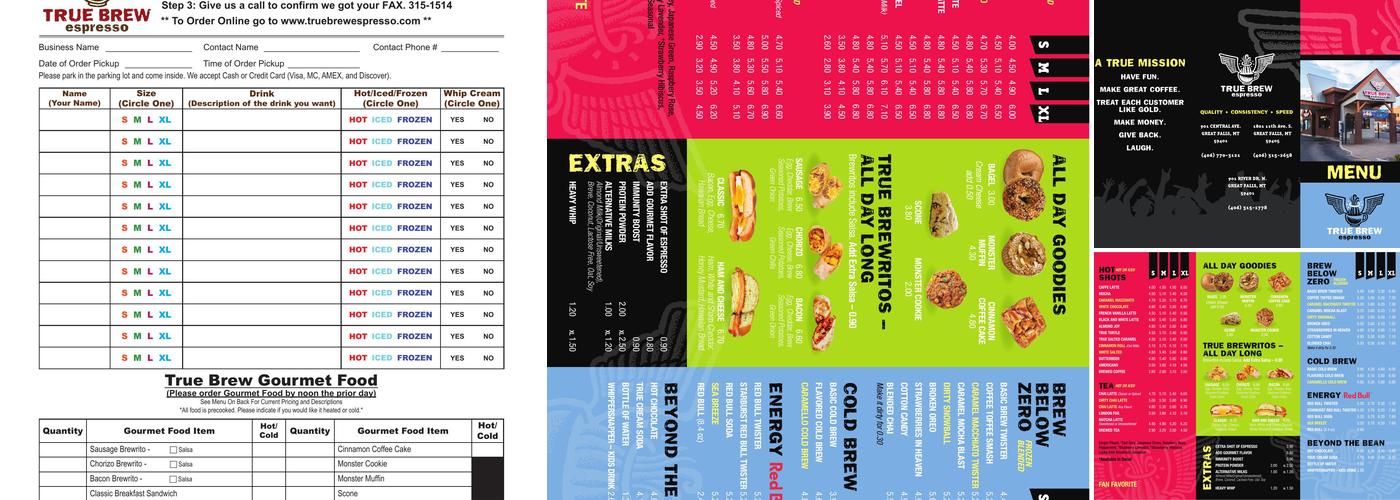 True Brew Espresso Menu