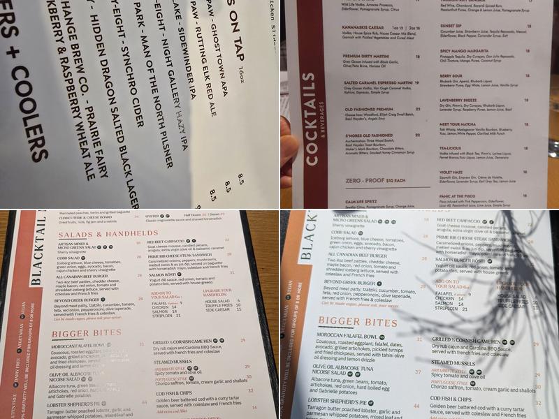 Blacktail Bar Menu