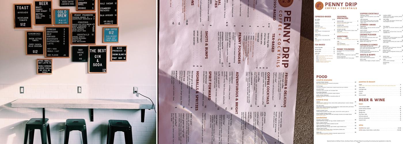 Penny Drip Menu