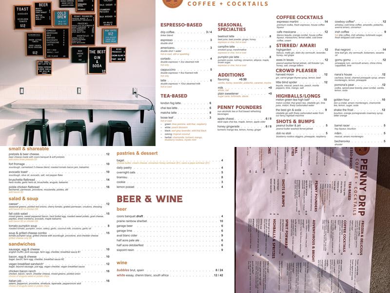 Penny Drip Menu