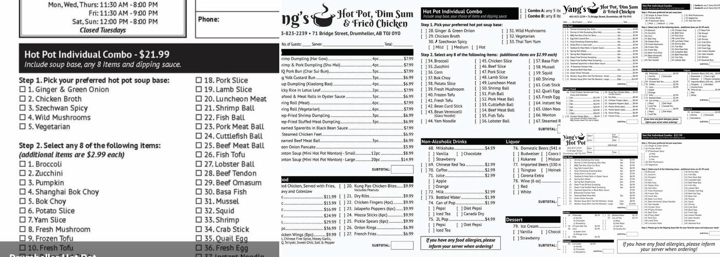 Yang's Hot Pot & Dim Sum Menu