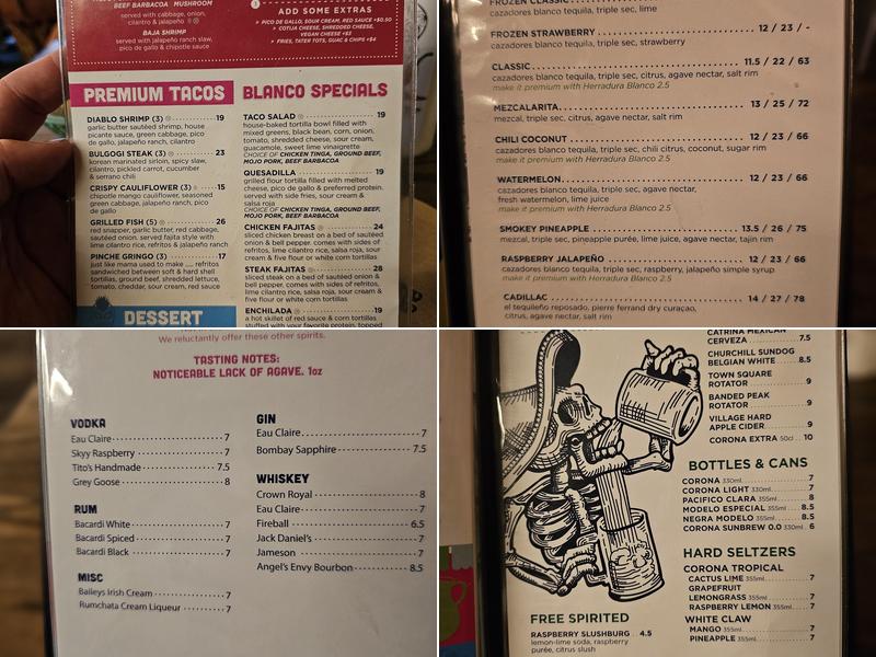 Blanco Cantina Menu
