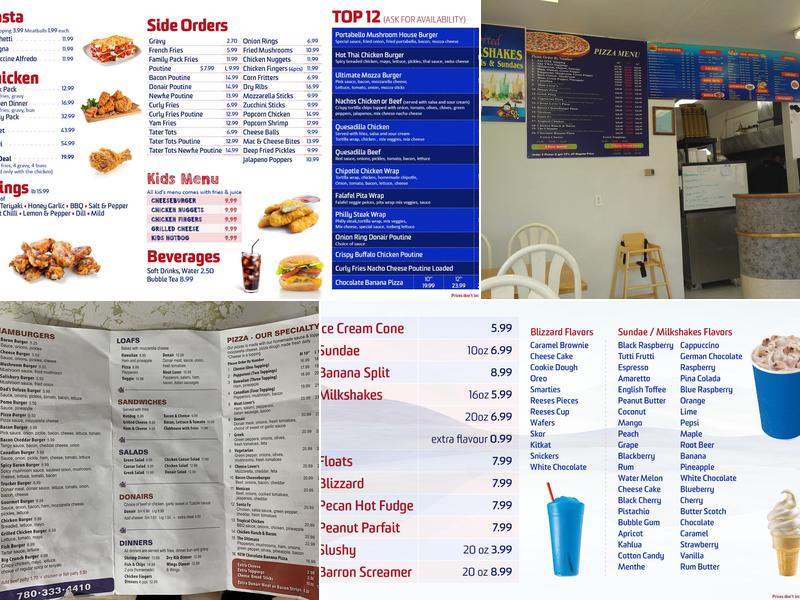 Burger Baron Menu