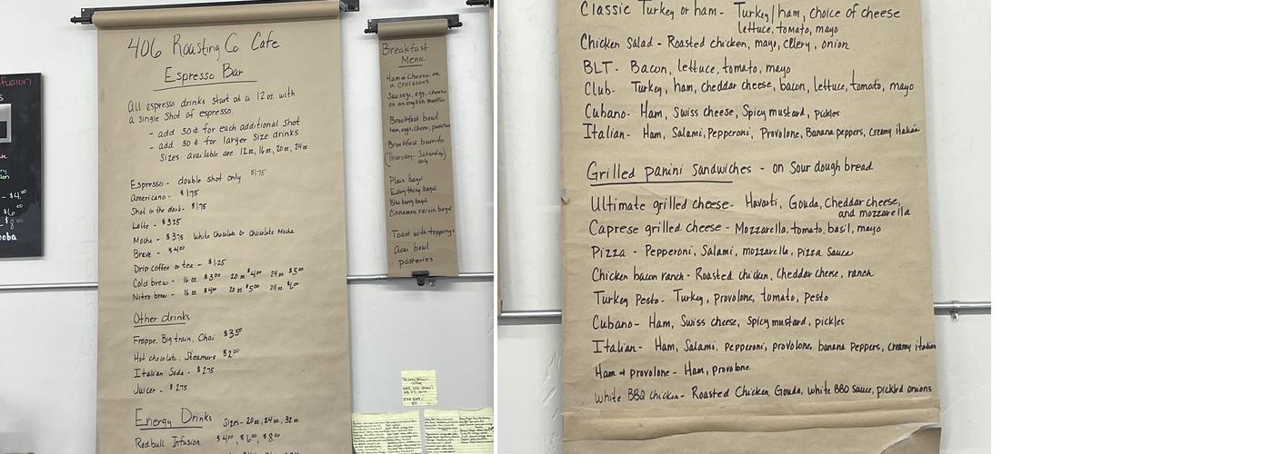 406 Roasting Company Menu