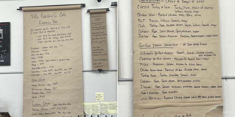 406 Roasting Company Menu