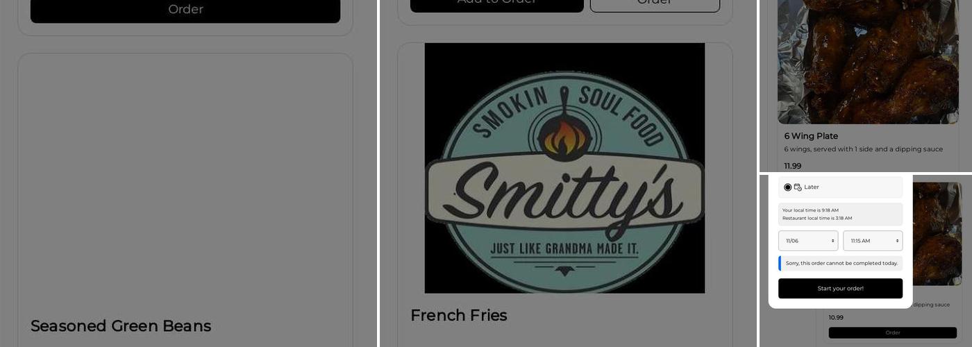 Smitty's Smokin' Soul Food Menu