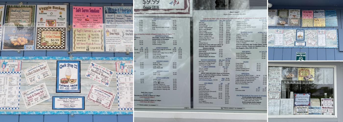 Qwik Stop II Menu