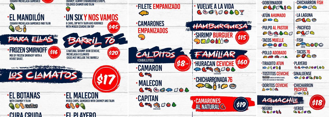 Ceviche 76 Menu