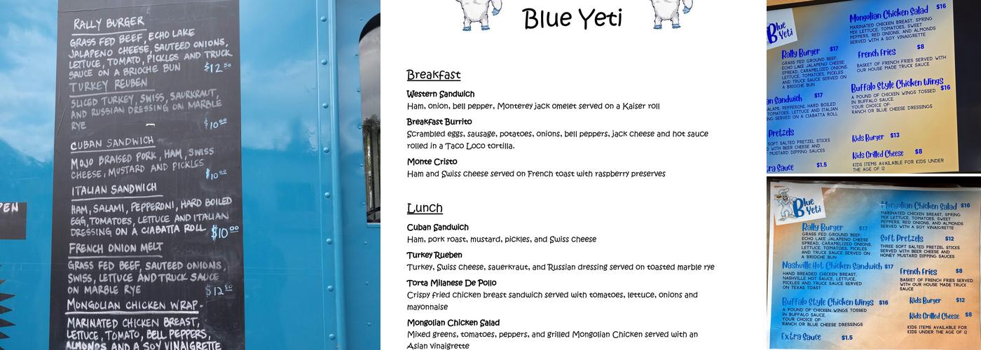 Blue Yeti Menu