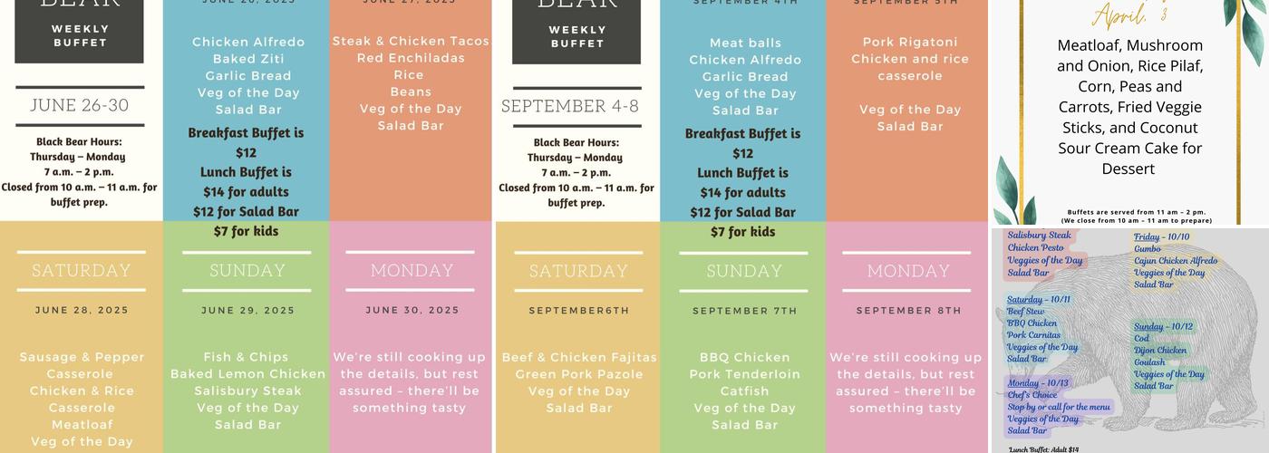Black Bear Restaurant Menu
