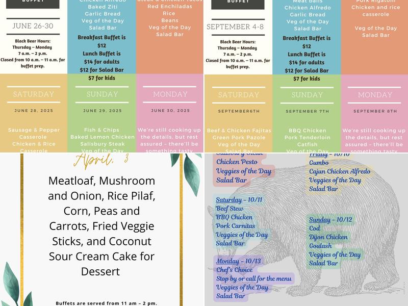 Black Bear Restaurant Menu