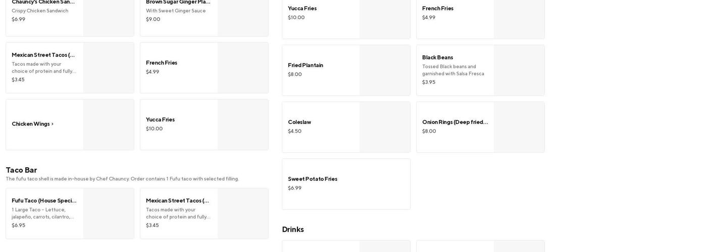 Chauncy's Kitchen Menu
