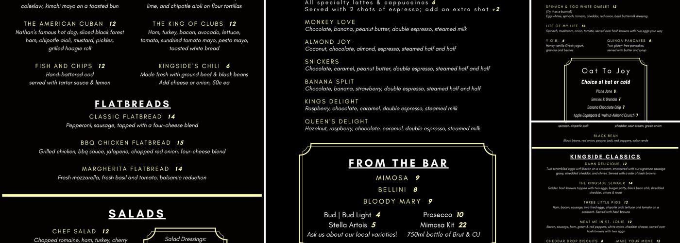Kingside Express Menu