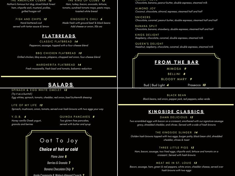 Kingside Express Menu