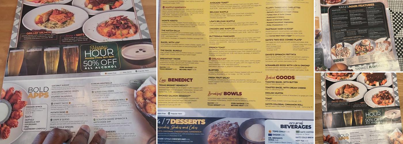 Katz's Menu
