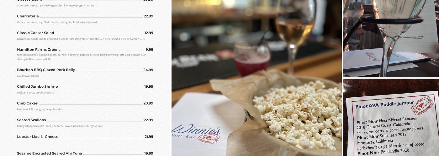 Winnie's Wine Bar Menu