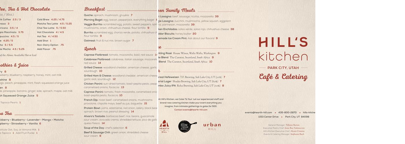 Hill's Kitchen Menu