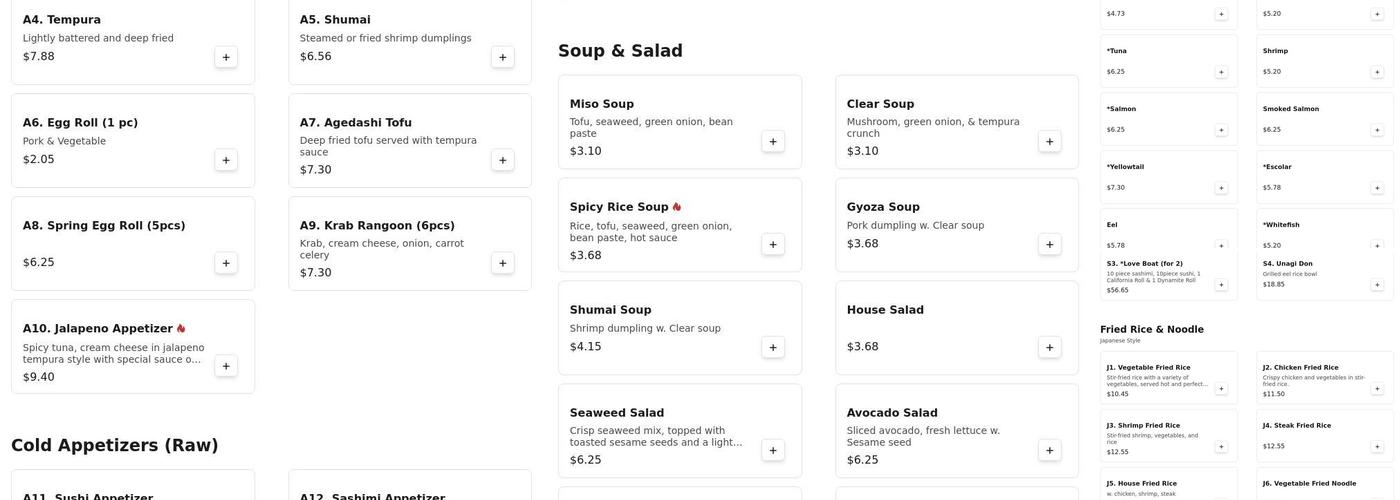 Sakura House Menu