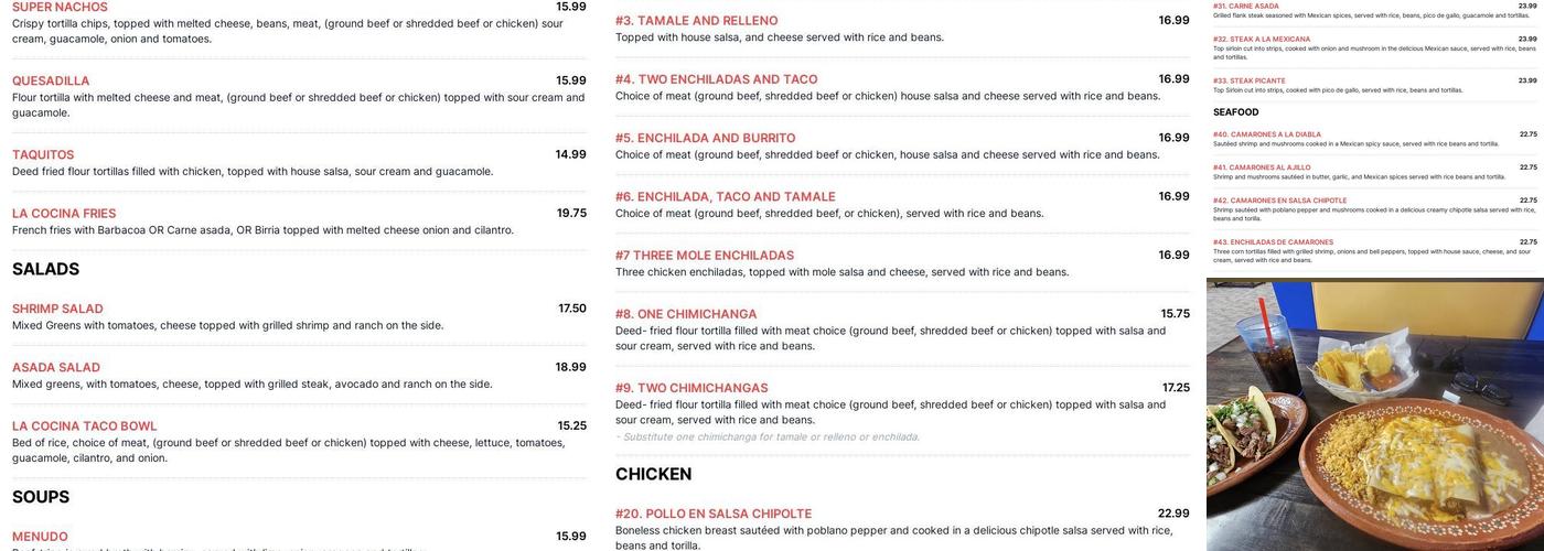 LA COCINA Menu