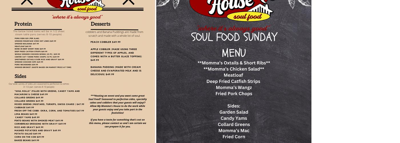 My Momma's House Menu