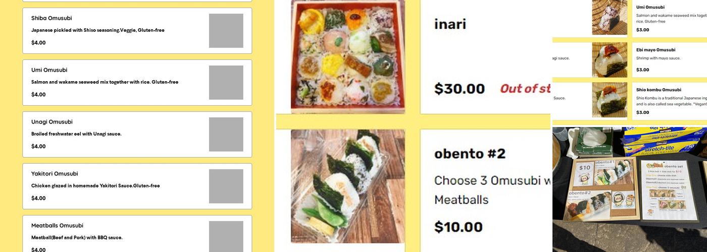 ookini omusubi Menu