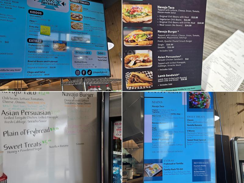 Hope's Frybread Menu