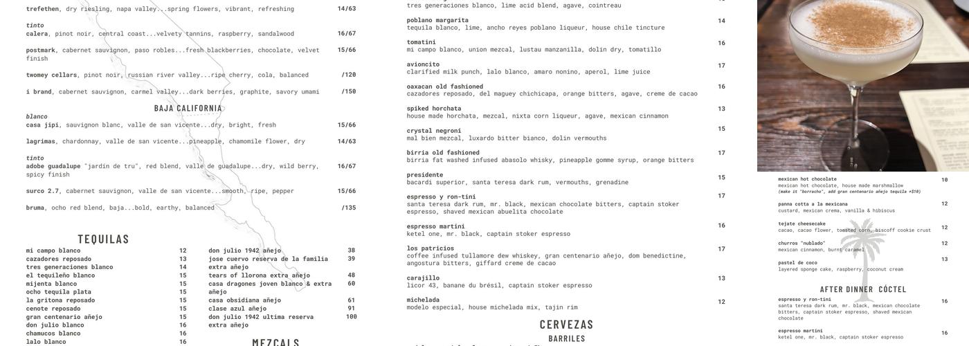 alejandro's Menu