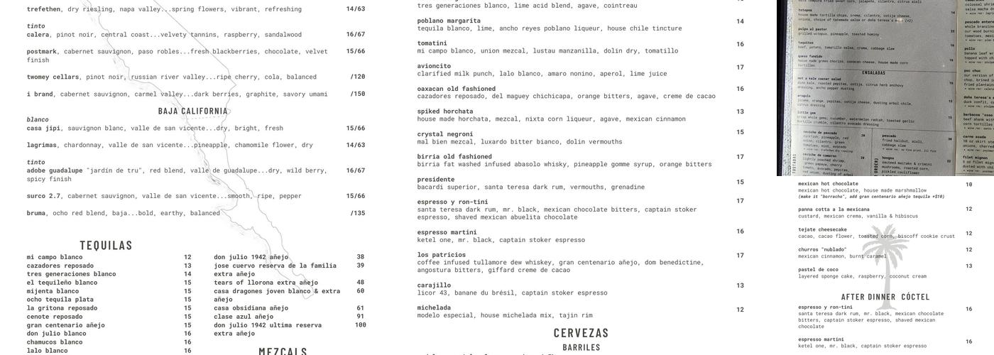alejandro's Menu