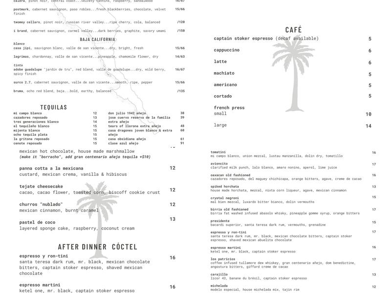 alejandro's Menu