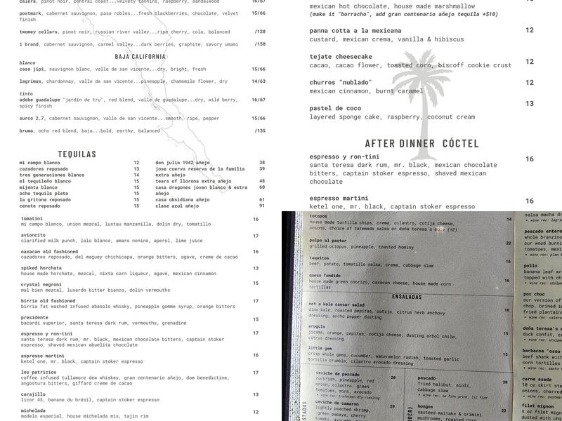 alejandro's Menu